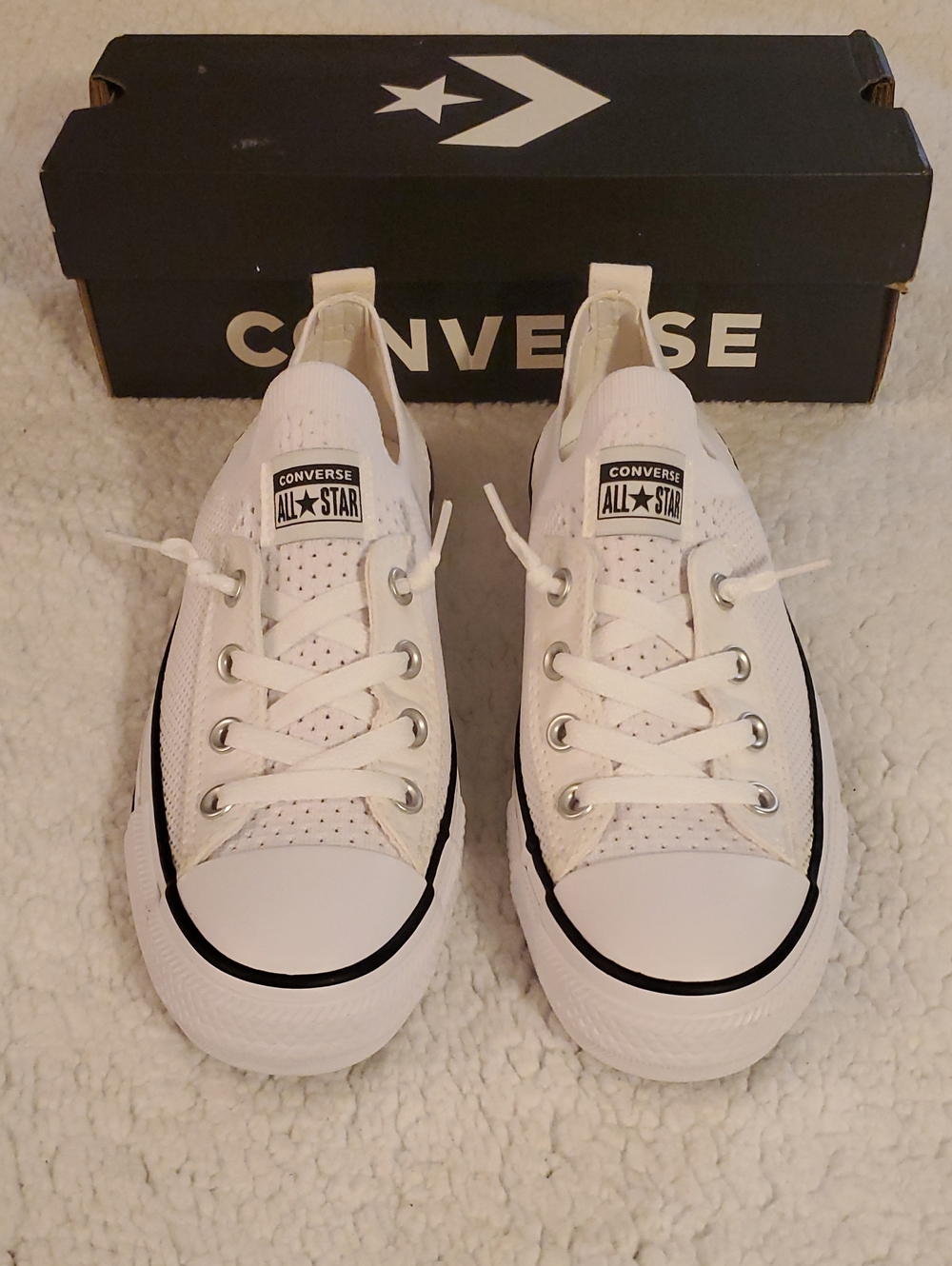 Converse All Star Low Top Sneakers in White with Black Trim